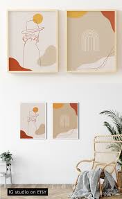 Set Of 2 Abstract Prints Boho Print Two Prints Set Etsy Boho Wall Art Art Gallery Wall Abstract Prints