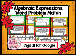 Number and operations 1.01 develop and use ratios, proportions, and percents to solve problems. Matching Algebraic And Word Expressions Worksheets Teaching Resources Tpt
