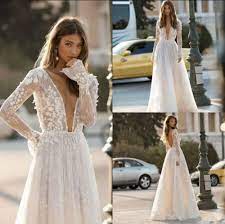Bohemian Wedding Dresses Deep V Neck Lace Appliques Chic Bridal Gown Chic Wedding Dresses Boho Chic Wedding Dress