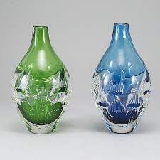 Helen Krantz Two Glass Vases Orrefors Sweden Signed And Dated 2000 Scandinavian Art Glass Vases Art Glass Vase Glass Art Contemporary Glass Design
