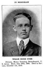 Willis Hugh Cork, 1896-1918