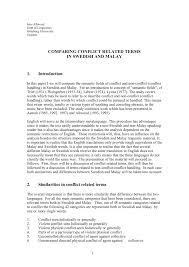 Pdf Comparing Conflict Related Terms In Swedish And Malay