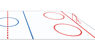 In ice hockey, icing is an infraction when a player shoots the puck over the center red line and the opposing team's red goal line, in that order, and the puck remains untouched without scoring a goal. Hockey 101 Offsides Icing And Other Basic Rules Explained Las Vegas Review Journal