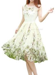 Witching Sleeveless Vintage Chiffon Floral Printed Tie Waist Knee Length Casual Dress Cheap Dresses Casual Dressy Dresses Casual Dresses For Women