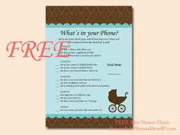 The printable comes in 2 colors, for printing on 5×7″ white cardstock for best result, but. Free What S In Your Phone Game Baby Boy Baby Shower Ideas 4u