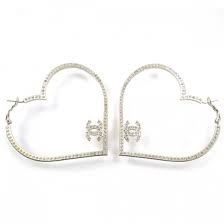 Chanel Swarovski Crystal Cc Heart Hoop Earrings 23236 Fashionphile