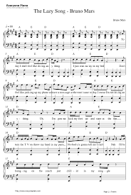 Free The Lazy Song Bruno Mars Sheet Music Preview 1 Piano Songs Sheet Music Piano Music Easy Piano Sheet Music