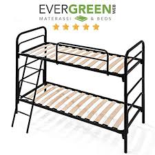 Letto a castello di solido legno di pino color naturale. Evergreenweb Letto A Castello 2 Piazze Per Bambini O Adulti Alto 150 Cm Reti Singole 80x190 A Doghe In Legno Resistente Struttura Ferro Rinforzata Componibile Ideale Con Tutti Materassi E Cuscini