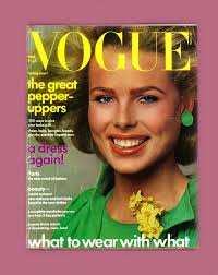 VOGUE -MARCH 1975-MARGAUX HEMINGWAY-AURORE CLEMENT-HELMUT NEWTON-VALERIE  PERRINE