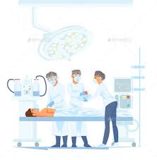 Medical Team Performing Surgical Operation Medical Operating Room Web Layout Design