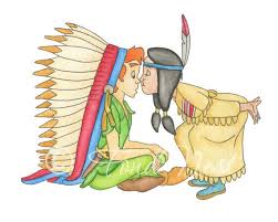 Peter Pan And Tiger Lily Nose Kiss Disney Watercolor Painting Art Decor Baby Boy Girl Nursery Room Love Valen Watercolor Disney Tiger Lily Tiger Lily Peter Pan