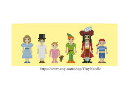 Peter Pan Main Characters Cross Stitch Pattern Inspired By Peter Pan J M Barrie Wendy John Michael Pet Cross Stitch Cross Stitch Patterns Stitch Projects