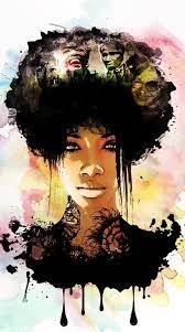 Over 1,000 pieces in lots of styles to represent african american culture and icons. 55 Amazing Black Hair Art Pictures And Paintings Female Art Afrocentric Art Hair Art