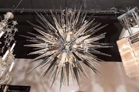 Smoke Grey Handblown Murano Glass Spiked Starburst Chandelier In Polished Nickel For Sale At 1stdibs