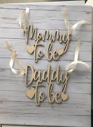 There were adorable elephant sculptors that were made of flowers. Mommy Daddy To Be Mom Dad Baby Shower Chair Seat Sign Wood Etsy