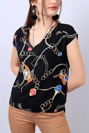 22 95 Tl Desenli Bayan Kolyeli Bluz 13361b Modamizbir Bluz Mankenler Bluz Modelleri