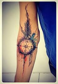 Vibrant Compass Forearm Tattoo Amazing Tattoo Ideas
