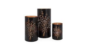 Antique hurricane candle holder vintage hurrican lantern lamp with metal cutout floral tabletop decoration crafts white pink blue brushed golden. Tree Metal Cutout Hurricane Candle Holders Set Of Three