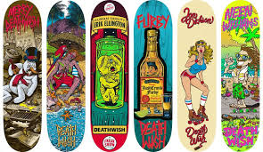 The union ended four years later. From The Advertising World To Skateboard Art Artist Brian Romero Has A Deathwish Skateboard Deck Art Skateboard Art Skateboard Drawing