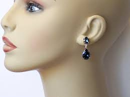 Dark Sapphire Crystal Earrings, Blue Crystal Earrings, Elegant Post  Jewelry, Silver Post Earrings, Wedding Bridal Jewelry, Gifts for Her