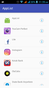 It is now placed on bottom status bar (horizontal icon display) , to right of the white open square all open apps button. All Android Projects Android Get The List Of All Installed Apps With Icons