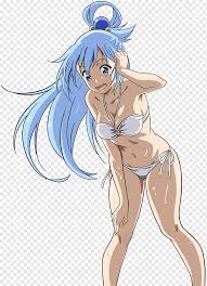 The anime character aqua is a teen with past waist length blue hair and blue eyes. Konosuba Aqua Png Images Pngwing