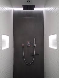 Walk In Shower With Niches On Both Sides Industrial Look The Zen Way Material Gigacer Concrete In Colour Smoke Large Siz Walk In Shower Bathroom Shower