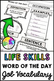 Life Skills Vocabulary Jobs Word Of The Day In 2020 Vocabulary Words Life Skills Vocabulary