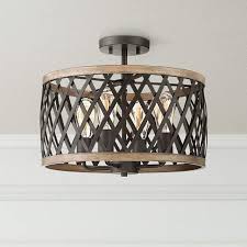 Trey 16 Wide Bronze And Woodgrain 4 Light Ceiling Light 47r15 Lamps Plus In 2020 Ceiling Light Fixtures Ceiling Lights Hallway Light Fixtures