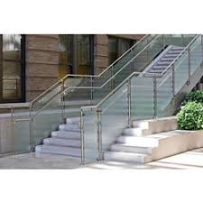 The outdoor stair railing is regularly exposed to external influences, in particular glass railing system for modern interior staircase design. Stainless Steel And Glass Outdoor Glass Railing Rs 450 Square Feet Id 20109016755