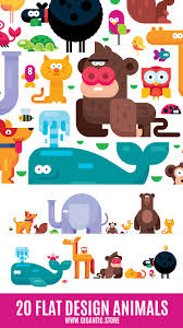 20 Flat Design Animals Download Vector Files Animal Icon Design Pixel Art Design Flat Design