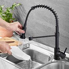 These are spray and stream. Ravinte Commercial Matte Black Kitchen Faucet With Sprayer Single Handle Spring Spout Faucets Pull Down Sprayer Solid Kitchenfaucets Com