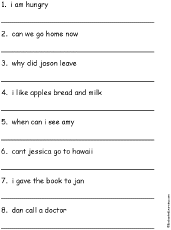 Capitalize And Punctuate The Sentences Printout Punctuation Worksheets Kindergarten Worksheets Sight Words Free Reading Comprehension Worksheets