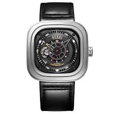 Burei Mens Mechanical Automatic Wristwatch 5atm Genuine Leather Band Sport Watch Automatic Watches For Men Watches For Men Military Watches