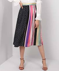 Trendyol Polka Print Striped Women A Line Multicolor Skirt