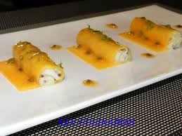 Cannellonis De Mangue Au Crabe Royal Vinaigrette Acidulee Au Fruit De La Passion Reveries Culinaires Recettes De Cuisine Cannelloni Fruit De La Passion