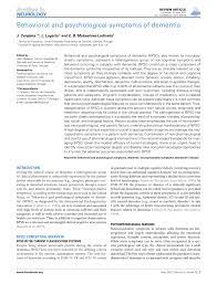 Symptoms of depression can be mistaken for symptoms of dementia. Pdf Behavioral And Psychological Symptoms Of Dementia
