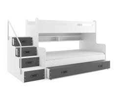 lit 3 places max 3 200x80 et 200x120 avec matelas sommier tiroir et escalier en blanc gris c48652360 matelas et sommier lit 3 places lit enfant conforama