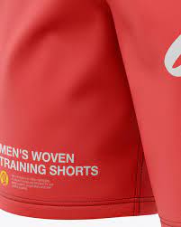Download Men S Woven Training Shorts Front Half Side View In Apparel Mockups On Yellow Images Object Mockups