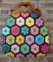 African Flower Bag Crochet African Flowers Crochet Boho Bag Knitted Bags