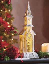18 Inch Lighted Church With Carolers Glitter Water Lantern Timer