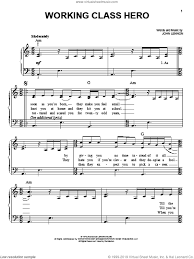 Lennon Working Class Hero Sheet Music For Piano Solo Pdf