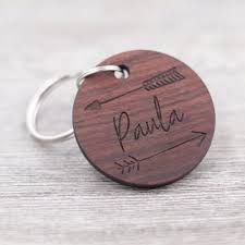 Name Keychain Arrow Design Keychain Personalized Rosewood Keychain Custom Wood Keychain Circle Keychain Engraved Keychain