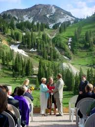 Mount Baldy As A Backdrop For A Summer Wedding At Alta Wedding Venues Utah Mountain Wedding Venues Wedding Venues