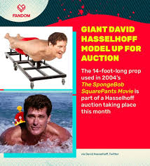 David hasselhoff 's gigantic statue from the spongebob squarepants movie is going up for auction. Source The Spongebob Squarepants Movie Explore Tumblr Posts And Blogs Tumgir