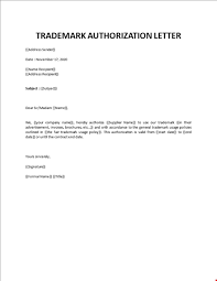 These authority letter samples and templates will come in handy, especially for authorization letter to claim money. Trademark Authorization Letter