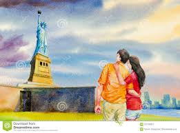 La Estatua De La Libertad, Pintura De La Acuarela Stock de ilustración -  Ilustración de estatua, acuarela: 107539321