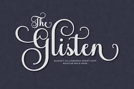 This is not a free font, so you can't download it here. The Glisten Script 964036 Calligraphy Font Bundles