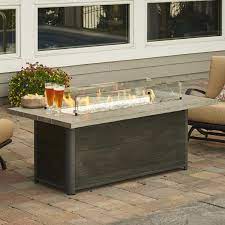Fire table propane tank inside. The Outdoor Greatroom Company Cedar Ridge 61 Inch Linear Propane Gas Fire Pit Table With 42 Inch Crystal Fire Burner Grey Cedar Cr 1242 K Bbqguys Fire Pit Table Gas Fire Pit