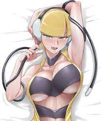 Rule 34 1girls Abs Alternate Breast Size Arm Up Armpits Athletic Athletic Female Belly Big Breasts Blonde Hair Blue Eyes Blush Breasts Cleavage Clothed Clothed Female Cropped Image Dakimakura Elesa Pokemon